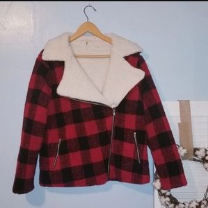 Buffalo Plaid Sherpa Coat